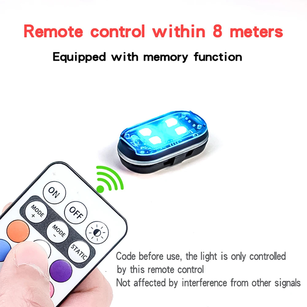 Lot de 2/4/6/8 LED Stroboscopiques Sans Fil pour Voiture – Lumières RGB Rechargeables Anti-Collision avec Télécommande