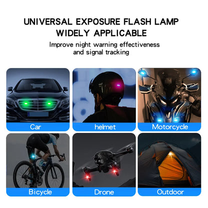 Lot de 2/4/6/8 LED Stroboscopiques Sans Fil pour Voiture – Lumières RGB Rechargeables Anti-Collision avec Télécommande