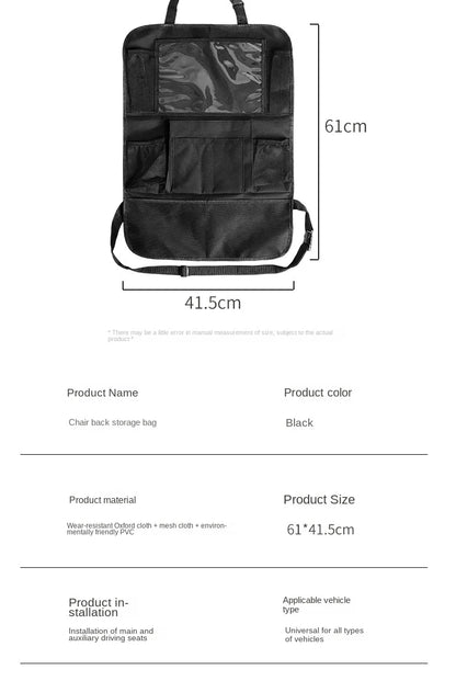 Autositz-Organizer mit Tablet-Halter – Multifunktions-Rückenlehnentasche