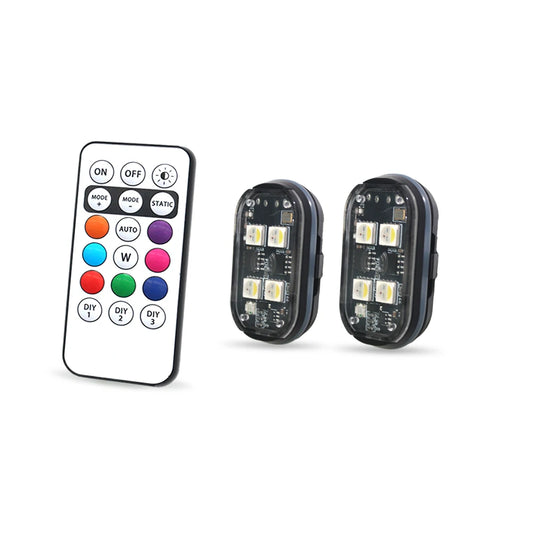 2/4/6/8-Pack Wireless Car Strobe Lights – Rechargeable RGB Anti-Collision Lights with Remote Control