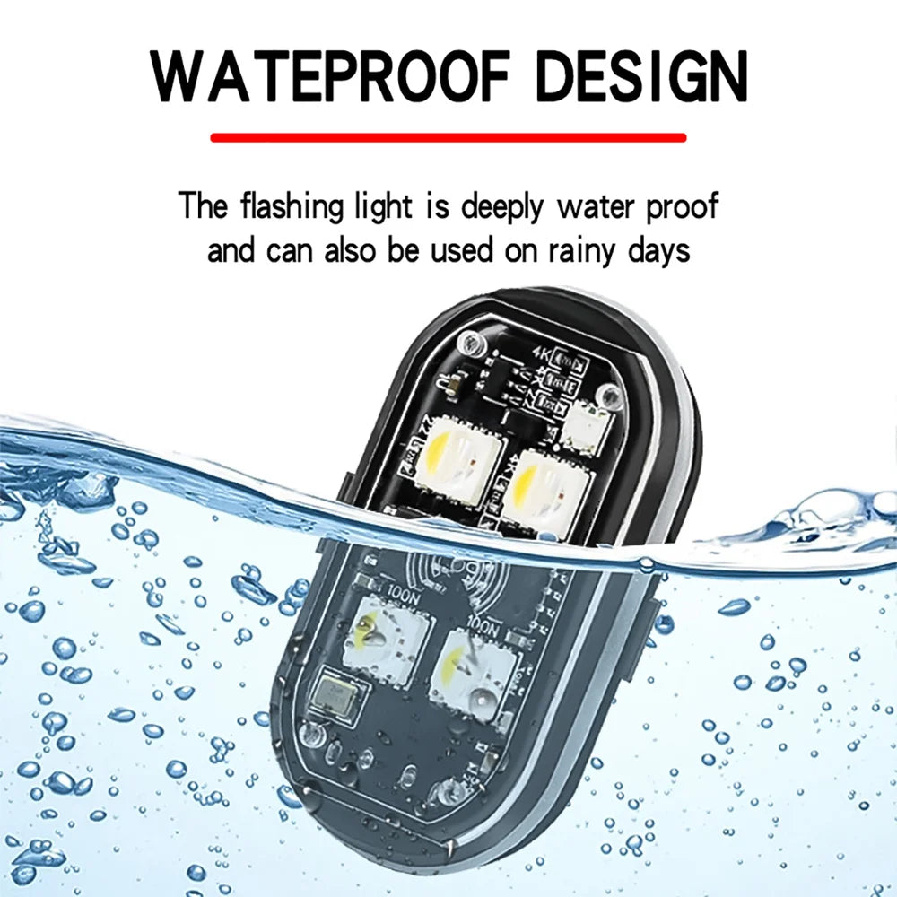 Lot de 2/4/6/8 LED Stroboscopiques Sans Fil pour Voiture – Lumières RGB Rechargeables Anti-Collision avec Télécommande
