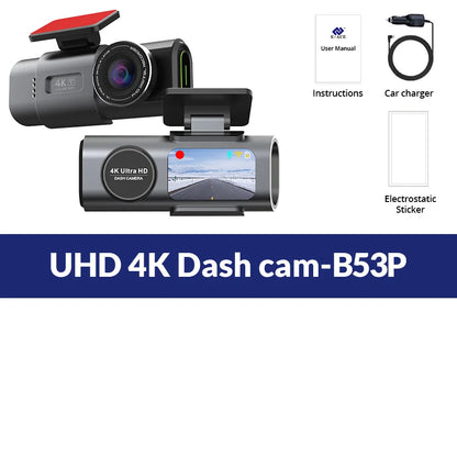 4K UHD Dash Cam with WiFi & GPS – Night Vision and 24H Parking Surveillance Car Camera