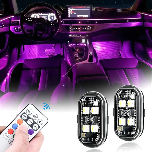 2/4/6/8-Pack Wireless Car Strobe Lights – Rechargeable RGB Anti-Collision Lights with Remote Control