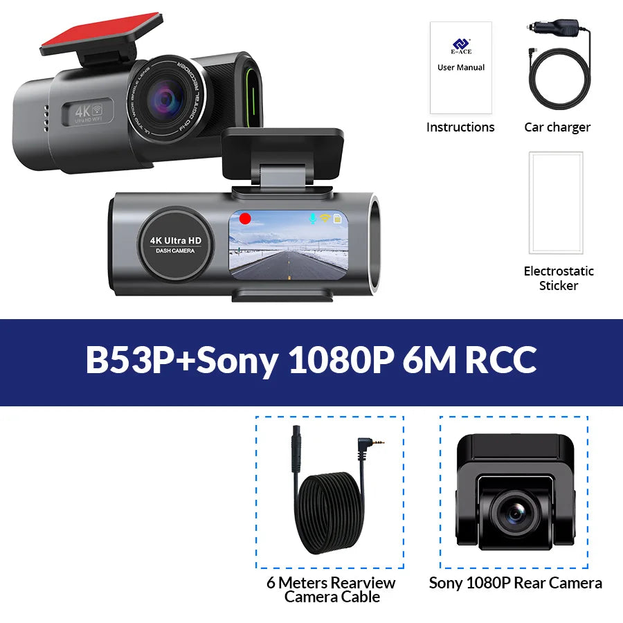 4K UHD Dash Cam with WiFi & GPS – Night Vision and 24H Parking Surveillance Car Camera