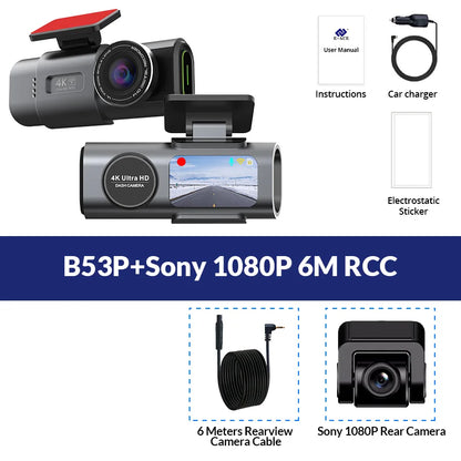 4K UHD Dash Cam with WiFi & GPS – Night Vision and 24H Parking Surveillance Car Camera