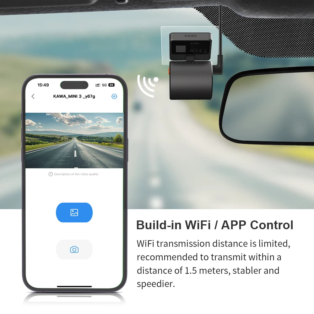 Dash Cam 2K KAWA MINI 3 – WiFi Car Camera with Night Vision and Voice Control