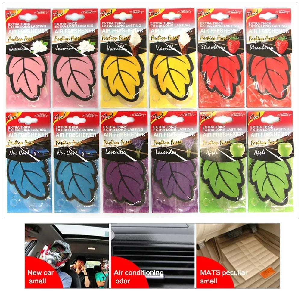 Scented Car Air Freshener Leaf – Vanilla & Fruit Hanging Fragrance for Car Interior